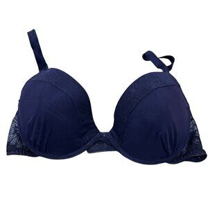Simone Pérèle Full Cup Bra 34E Navy Lace Embroidery 13G340